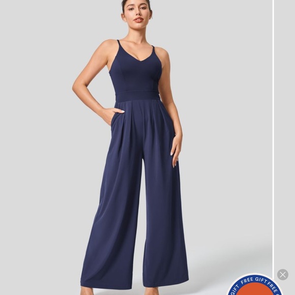 Halara Breezeful™ Zipper Sleeveless Pocket Contrast Quick Dry Jumpsuit Size XL